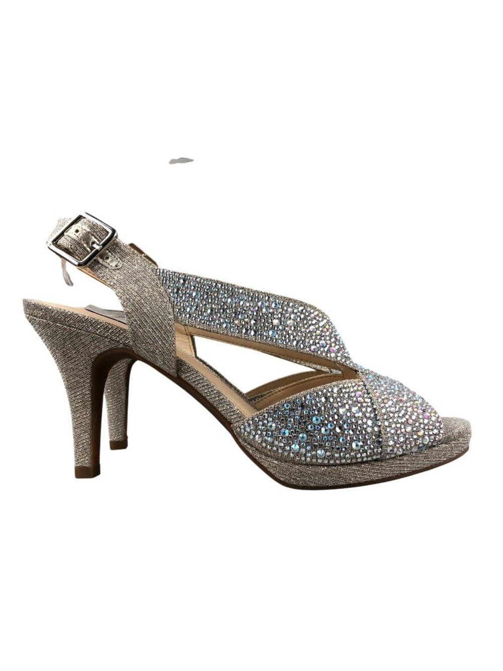 Alex Marie Women's Size 9M Silver Rhinestone Sparkle Slingback High Heel Sandals
